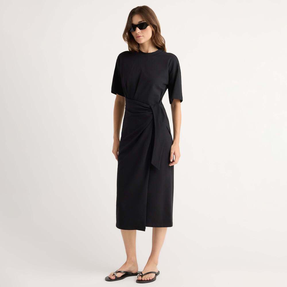 Modern Citizen Noa Organic Cotton T-Shirt Wrap Dress Size MBlack / Regular / M